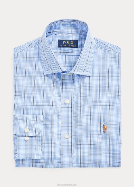 camisa xadrez slim fit BD6J1260 homens Ralph Lauren 5497 multi azul/branco
