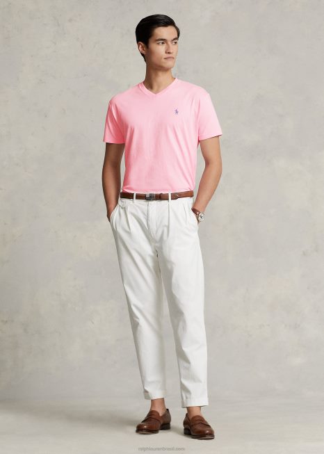 camiseta clássica com decote V em jérsei BD6J208 homens Ralph Lauren rosa carmelo