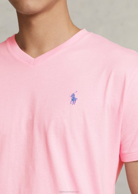 camiseta clássica com decote V em jérsei BD6J208 homens Ralph Lauren rosa carmelo