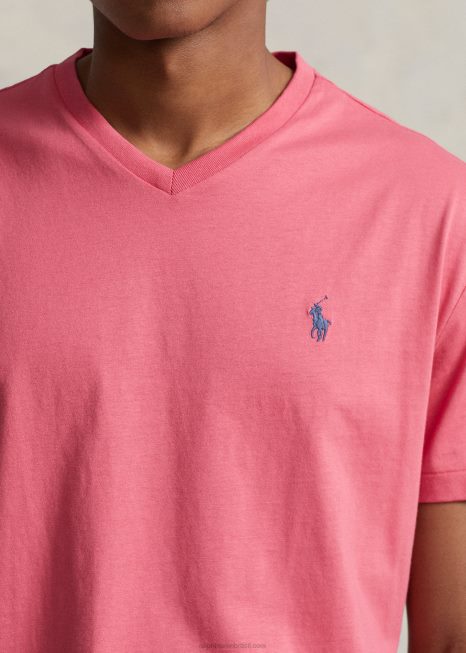 camiseta clássica com decote V em jérsei BD6J209 homens Ralph Lauren vermelho pálido