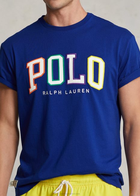 camiseta clássica em jérsei com logo fit BD6J425 homens Ralph Lauren herança real