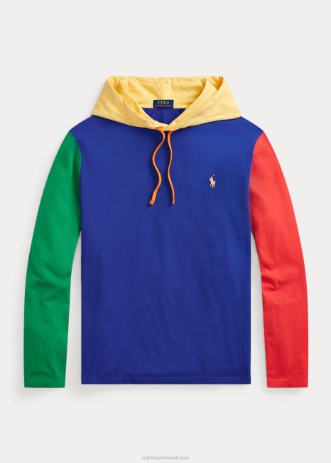 camiseta com capuz em jérsei color block BD6J636 homens Ralph Lauren estrela de safira multi