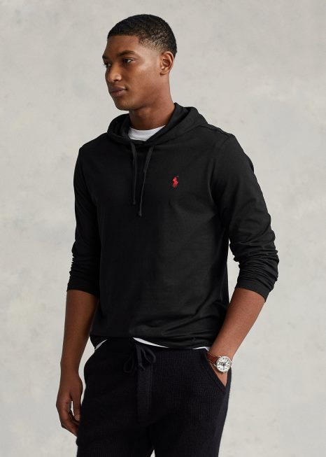camiseta com capuz jérsei BD6J307 homens Ralph Lauren preto