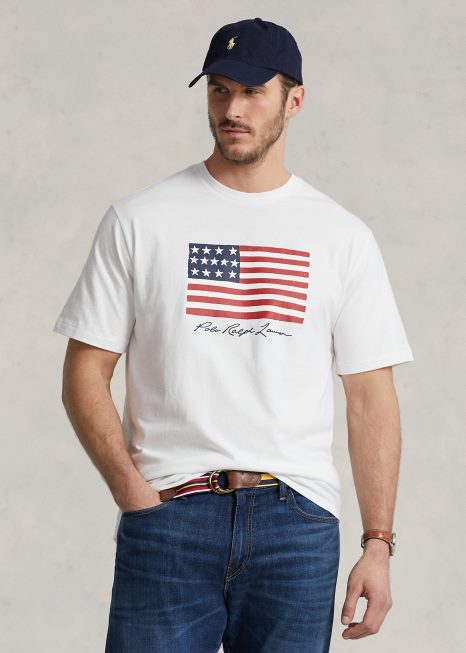 camiseta de bandeira BD6J1464 homens Ralph Lauren branco