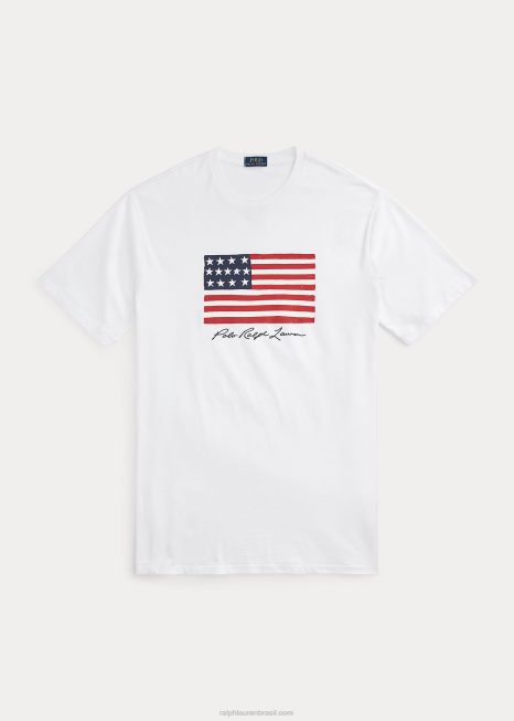 camiseta de bandeira BD6J1464 homens Ralph Lauren branco