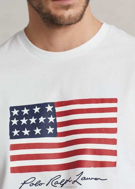 camiseta de bandeira BD6J1464 homens Ralph Lauren branco