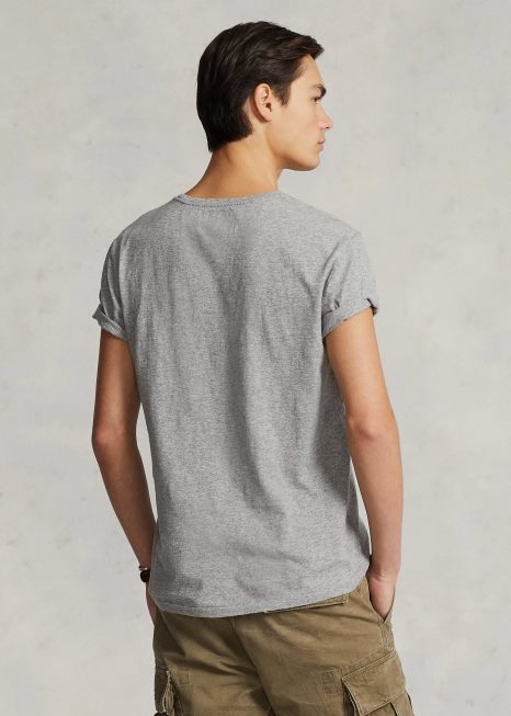 camiseta de bolso de jérsei slim fit personalizada BD6J315 homens Ralph Lauren urze escura vintage