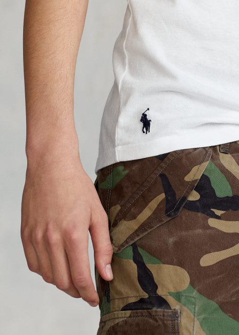 camiseta de bolso de jérsei slim fit personalizada BD6J343 homens Ralph Lauren branco