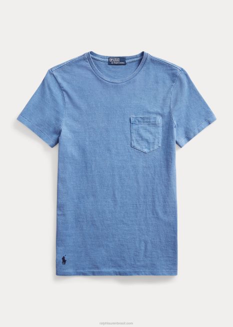 camiseta de bolso de jérsei slim fit personalizada BD6J8557 homens Ralph Lauren retiro azul