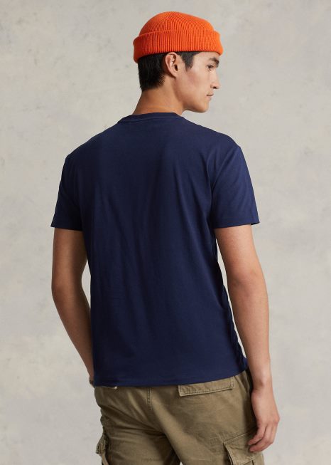 camiseta de jérsei clássica com logo empilhado BD6J1057 homens Ralph Lauren marinha de cruzeiro