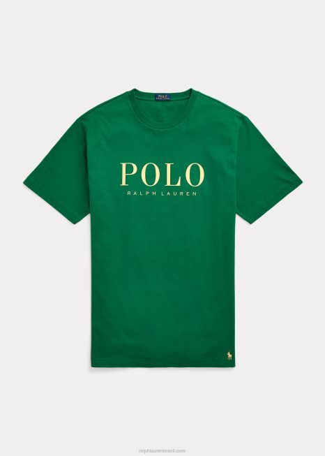 camiseta de jérsei de logotipo BD6J1557 homens Ralph Lauren verde primário