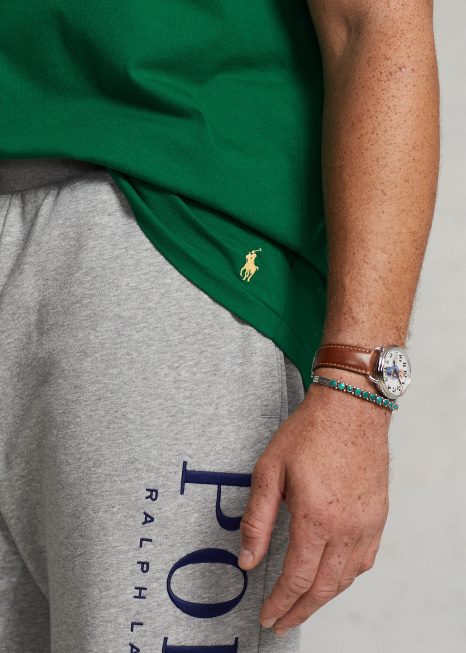camiseta de jérsei de logotipo BD6J1557 homens Ralph Lauren verde primário