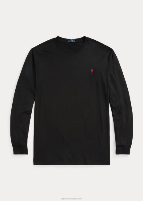 camiseta de jérsei de logotipo BD6J1654 homens Ralph Lauren preto