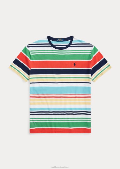 camiseta de jérsei listrada de ajuste clássico BD6J322 homens Ralph Lauren branco multi