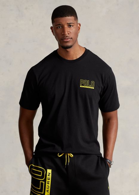 camiseta gola redonda jersey logo BD6J1491 homens Ralph Lauren preto