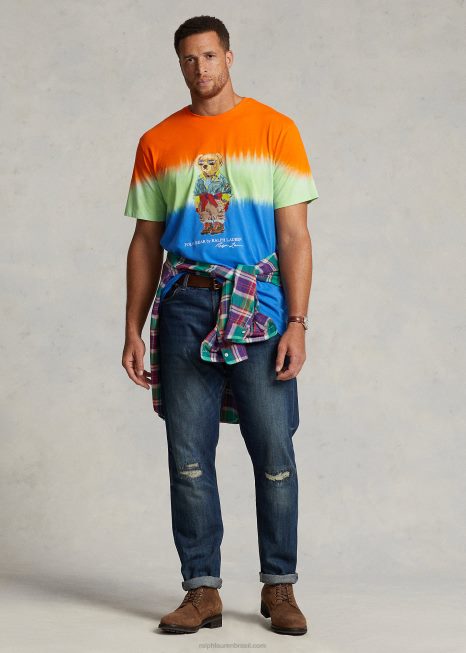 camiseta polo de urso tie-dye BD6J1364 homens Ralph Lauren urso estrela safira