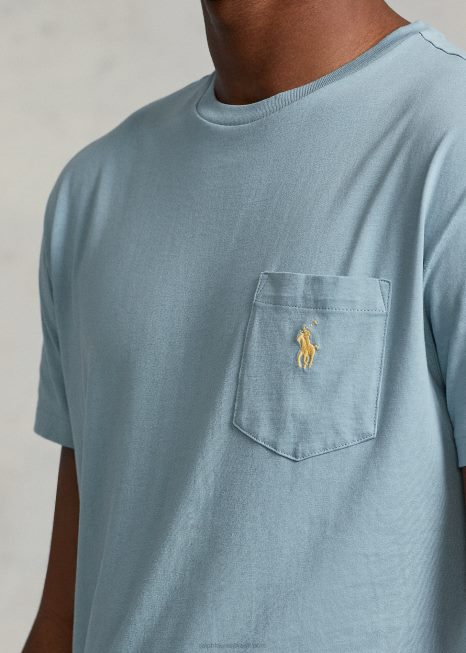 t-shirt de bolso de jérsei-todos os ajustes BD6J244 homens Ralph Lauren nota azul