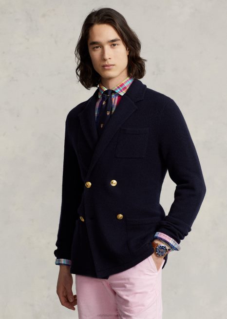 cardigã blazer caxemira BD6J1035 homens Ralph Lauren marinha aviadora