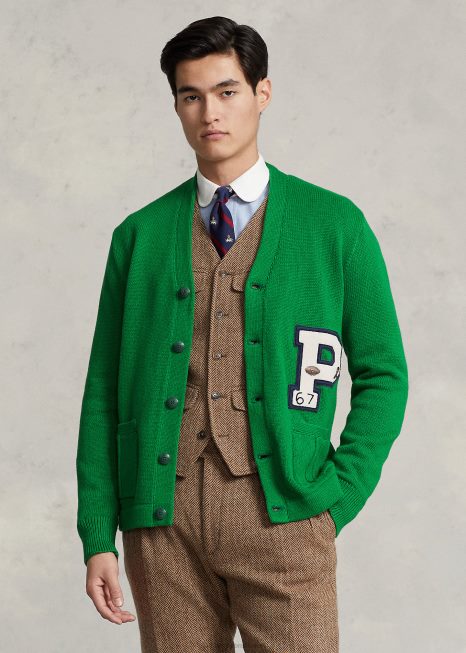 cardigã de algodão BD6J8520 homens Ralph Lauren nova floresta multi