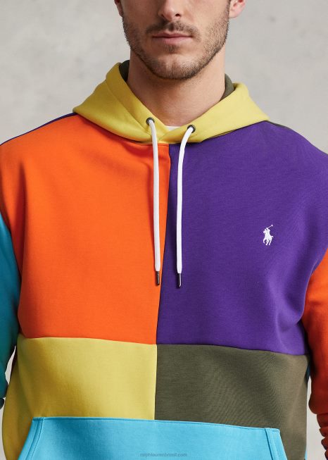 moletom com capuz de malha dupla repelente de água BD6J1638 homens Ralph Lauren vela laranja multi