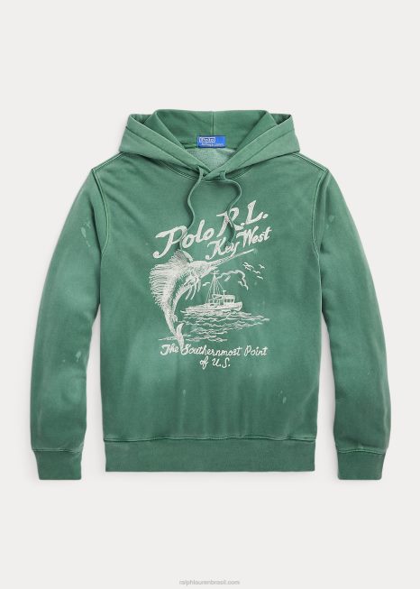 moletom com capuz gráfico bordado BD6J782 homens Ralph Lauren verano verde