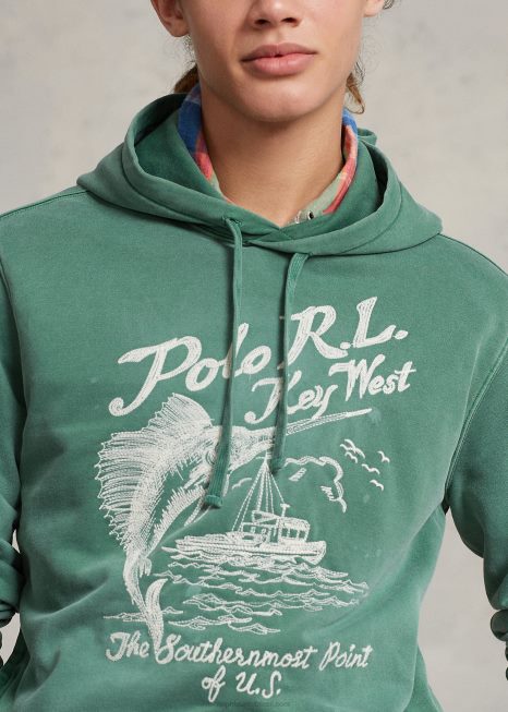 moletom com capuz gráfico bordado BD6J782 homens Ralph Lauren verano verde