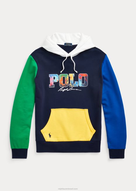 moletom de lã com logo color block BD6J1250 homens Ralph Lauren cruzeiro multi marinha