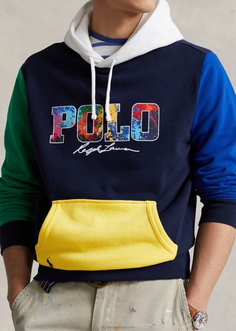 moletom de lã com logo color block BD6J1250 homens Ralph Lauren cruzeiro multi marinha