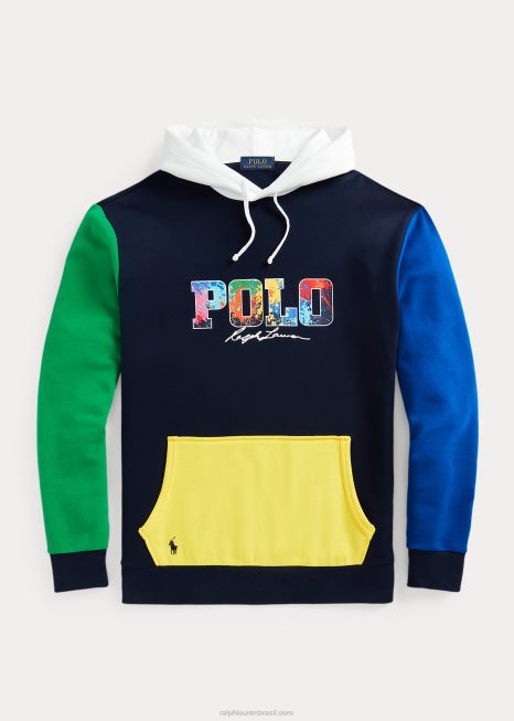 moletom de lã com logo color block BD6J1672 homens Ralph Lauren cruzeiro multi marinha