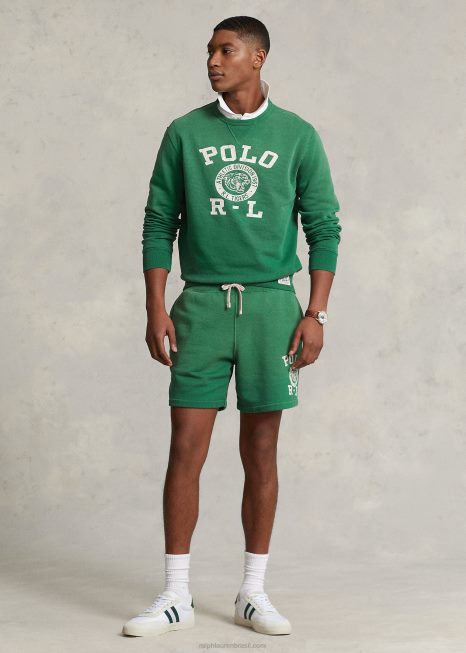 moletom de lã com logotipo BD6J1028 homens Ralph Lauren verano verde