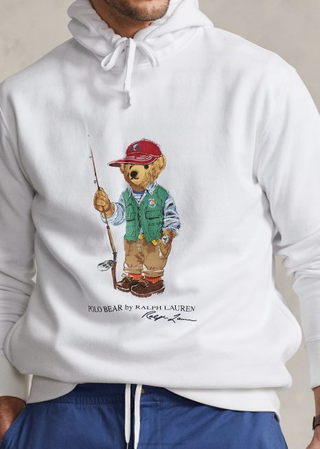 moletom de lã de urso polo BD6J1668 homens Ralph Lauren urso pescador branco
