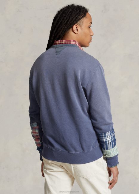 moletom de lã patchwork BD6J8504 homens Ralph Lauren velho real