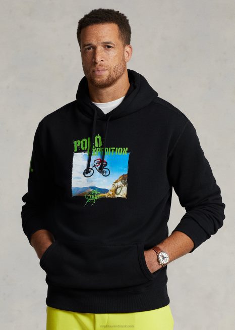 moletom gráfico de lã BD6J1931 homens Ralph Lauren preto