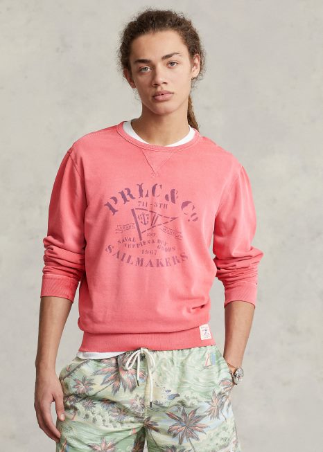 moletom gráfico de lã BD6J8593 homens Ralph Lauren postar vermelho