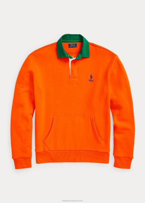 moletom rugby de lã com gola contrastante BD6J8530 homens Ralph Lauren vela laranja