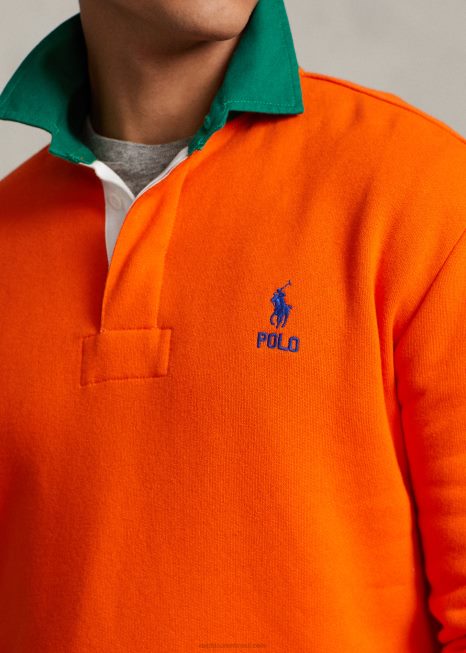 moletom rugby de lã com gola contrastante BD6J8530 homens Ralph Lauren vela laranja