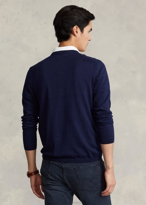 suéter de algodão BD6J1066 homens Ralph Lauren azul marinho brilhante