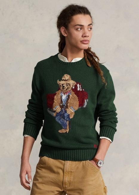 suéter de algodão de urso polo BD6J8498 homens Ralph Lauren nova urze da floresta