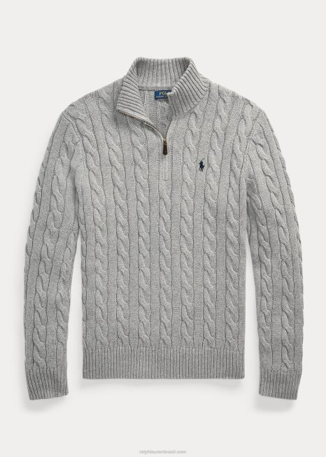 suéter de algodão tricotado BD6J1132 homens Ralph Lauren urze cinza fulvo