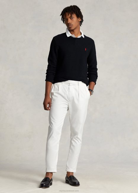 suéter de malha de algodão com gola redonda BD6J671 homens Ralph Lauren preto