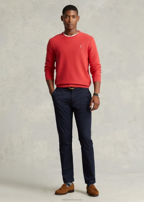 suéter de malha de algodão com gola redonda BD6J674 homens Ralph Lauren estibordo vermelho