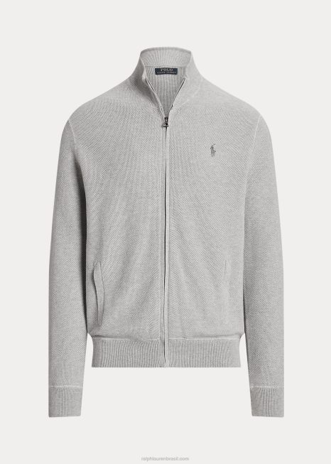 suéter de malha de algodão com zíper completo BD6J841 homens Ralph Lauren e sobre urze