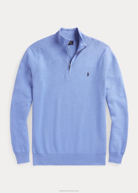 suéter de zíper de algodão texturizado BD6J1804 homens Ralph Lauren urze real macia