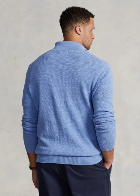 suéter de zíper de algodão texturizado BD6J1804 homens Ralph Lauren urze real macia