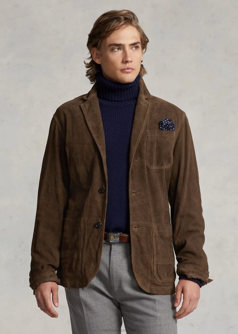 casaco esportivo de camurça BD6J8468 homens Ralph Lauren marrom ferreiro