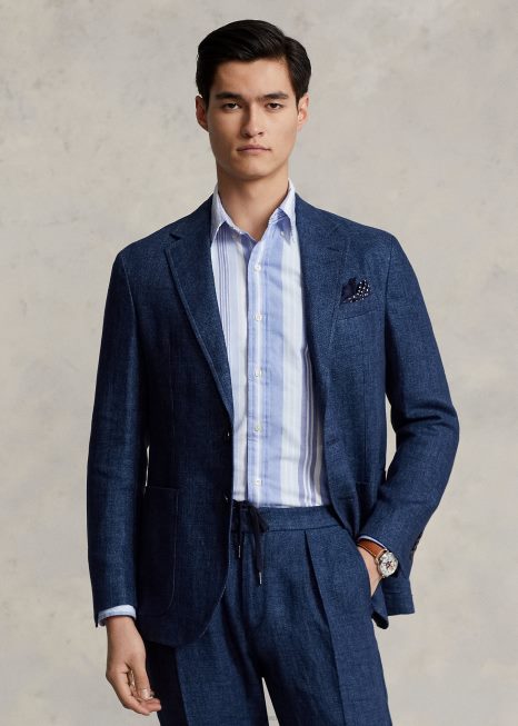 polo esporte casaco de linho macio BD6J8451 homens Ralph Lauren marinha