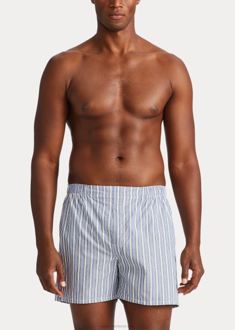 boxer de algodão tecido clássico com 3 unidades BD6J8544 homens Ralph Lauren listra azul/marinho
