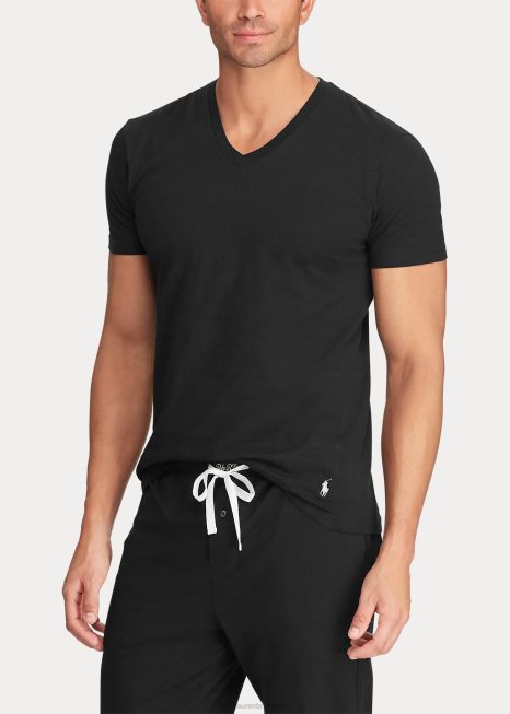 camiseta clássica com decote em V wicking 3-pack BD6J8584 homens Ralph Lauren marinho/branco/preto