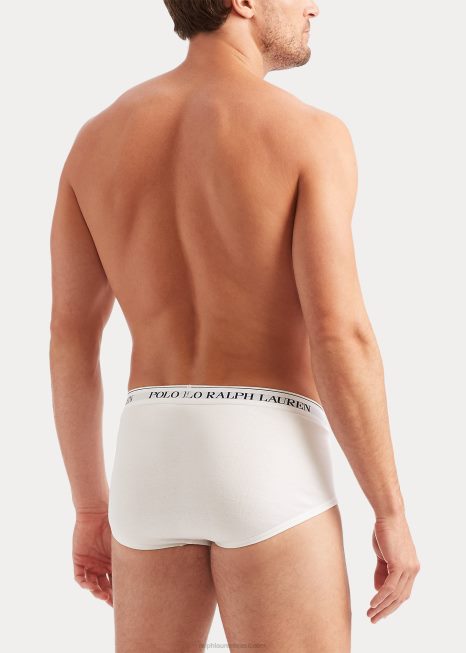 pacote com 3 cuecas clássicas de algodão BD6J1613 homens Ralph Lauren branco/ marinho cruzeiro