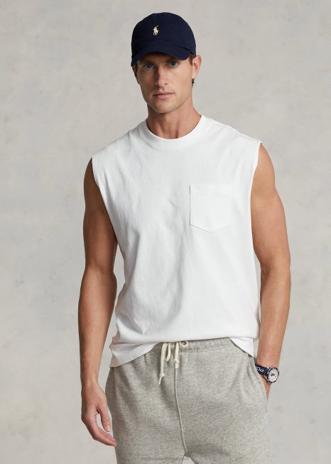 tanque de bolso de jersey BD6J227 homens Ralph Lauren branco